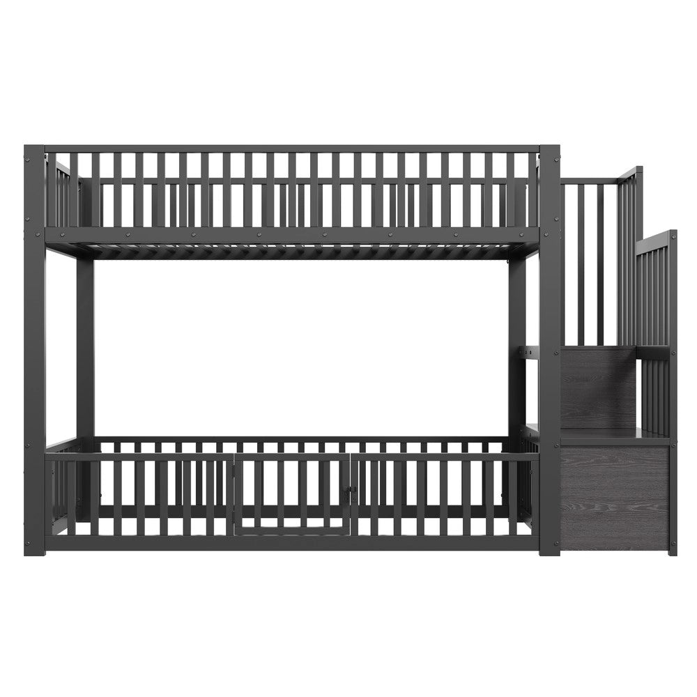 Letto a Castello con Vano Contenitore e LED ¨C Xylo ¨C Nero 90x200