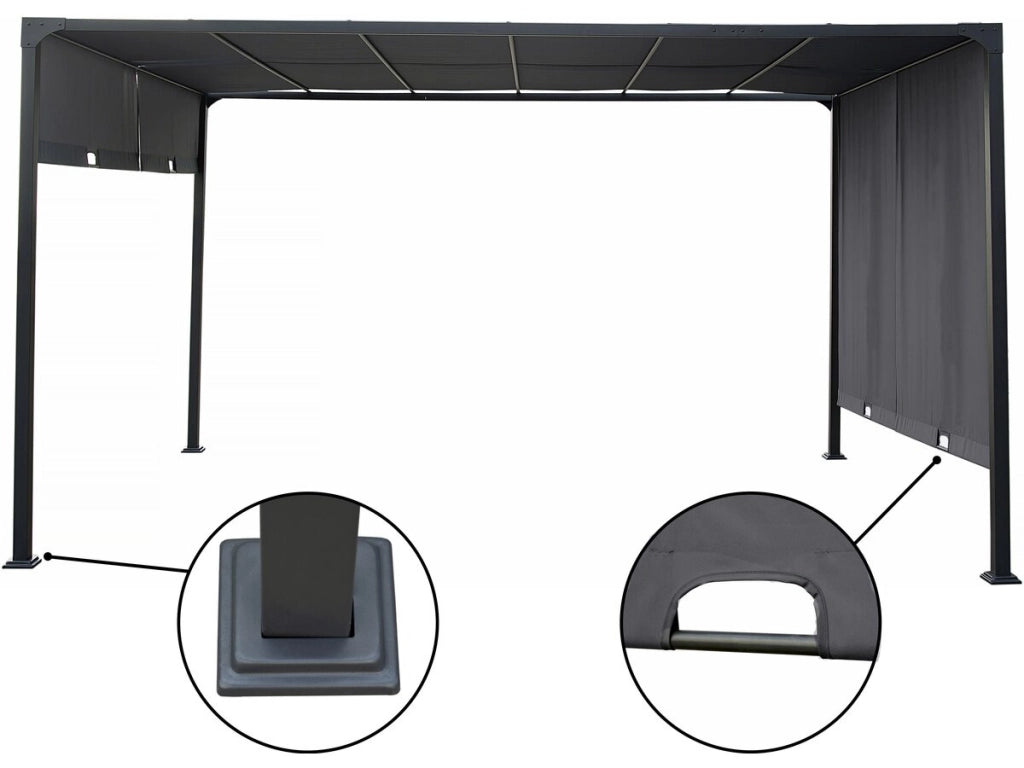 Pergola con tetto scorrevole in metallo "Courtenay" - 3 x 4 m - Grigio