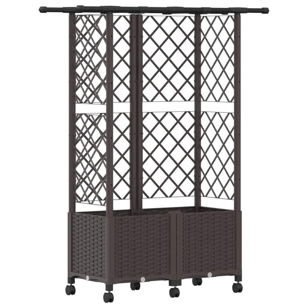 Letto Rialzato con Griglia e Tetto Marrone 124 x 40 x 142 cm PP 3423037