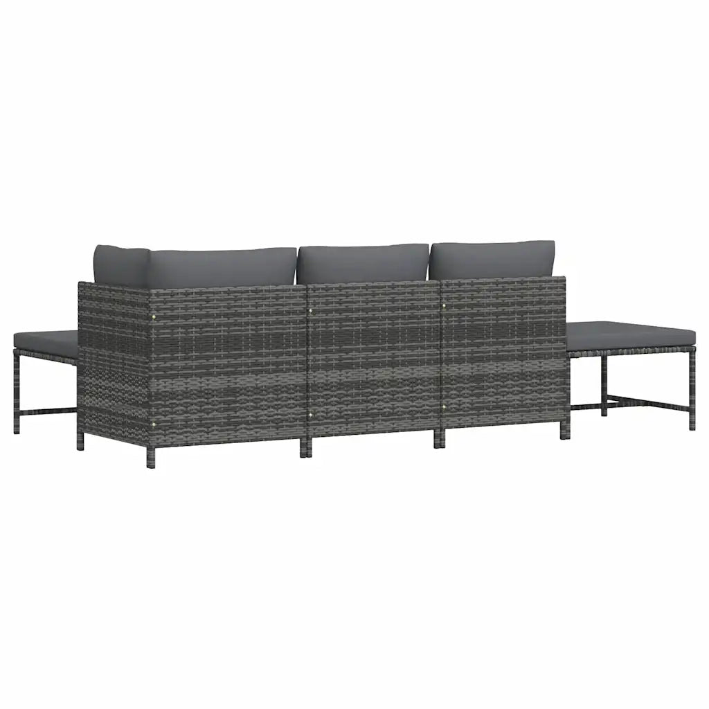 Salotto da Giardino-Set Divani da Giardino5 pz con Cuscini in Polyrattan Grigio