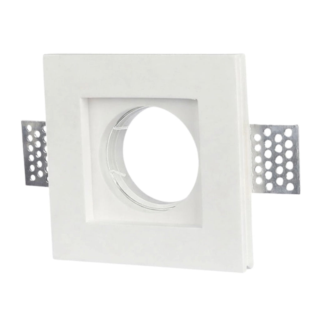 Portafaretto In Gesso Da Incasso, Quadrato 100X100X30mm Bianco Verniciabile Portalampada GU10 e Connettore Fast Incluso