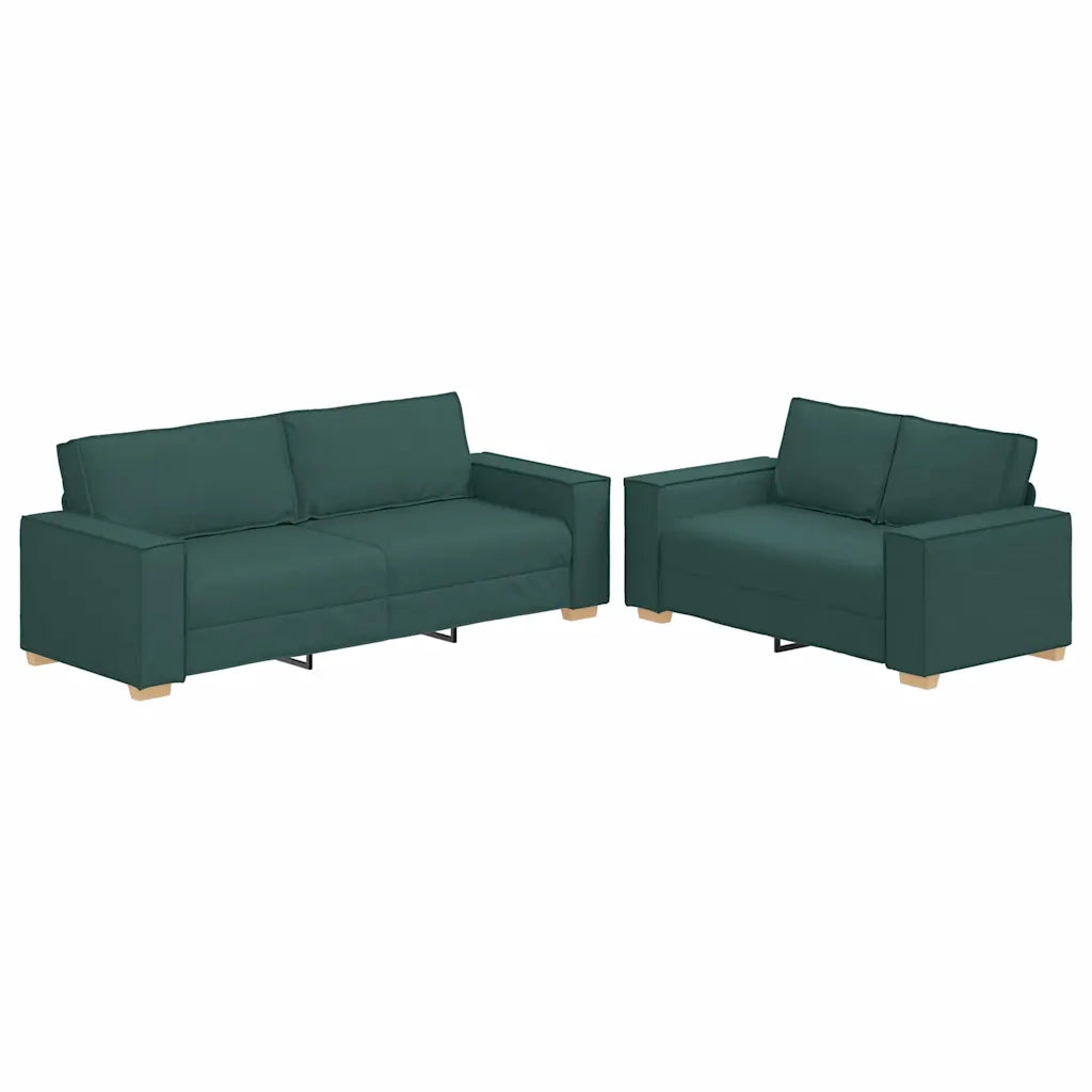 vidaXL Set di Divani 2 pz con Cuscini Verde scuro in Tessuto