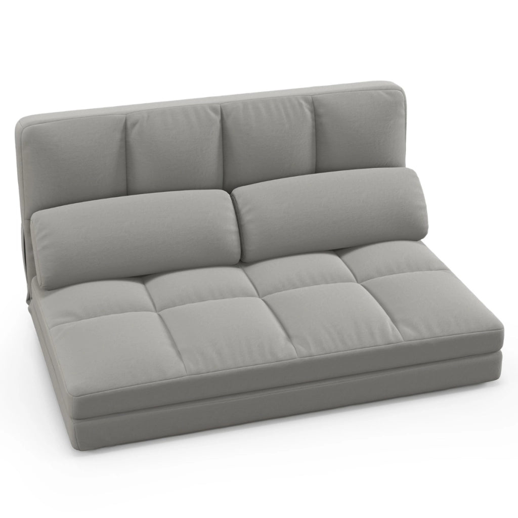 Divano letto da pavimento con 2 cuscini, Divano letto da pavimento convertibile con schienale regolabile Grigio-Divani letto