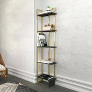 Libreria Giraffa, Scaffale da ufficio, Mobile portalibri, Biblioteca, 45x22h180 cm, Nero e Oro
