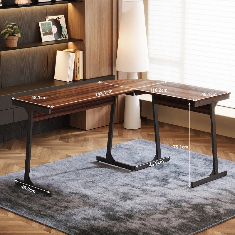 Scrivania angolare moderna in stile industriale, marrone scuro, stile loft, 148 cm