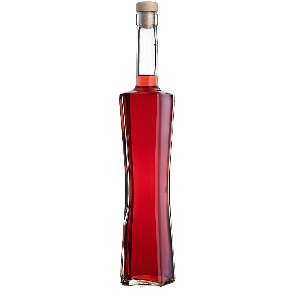 Bottiglia in vetro KADAX Quadra da 500 ml (0,5 l) per liquori, moonshine, vino, vodka con tappo di sughero.