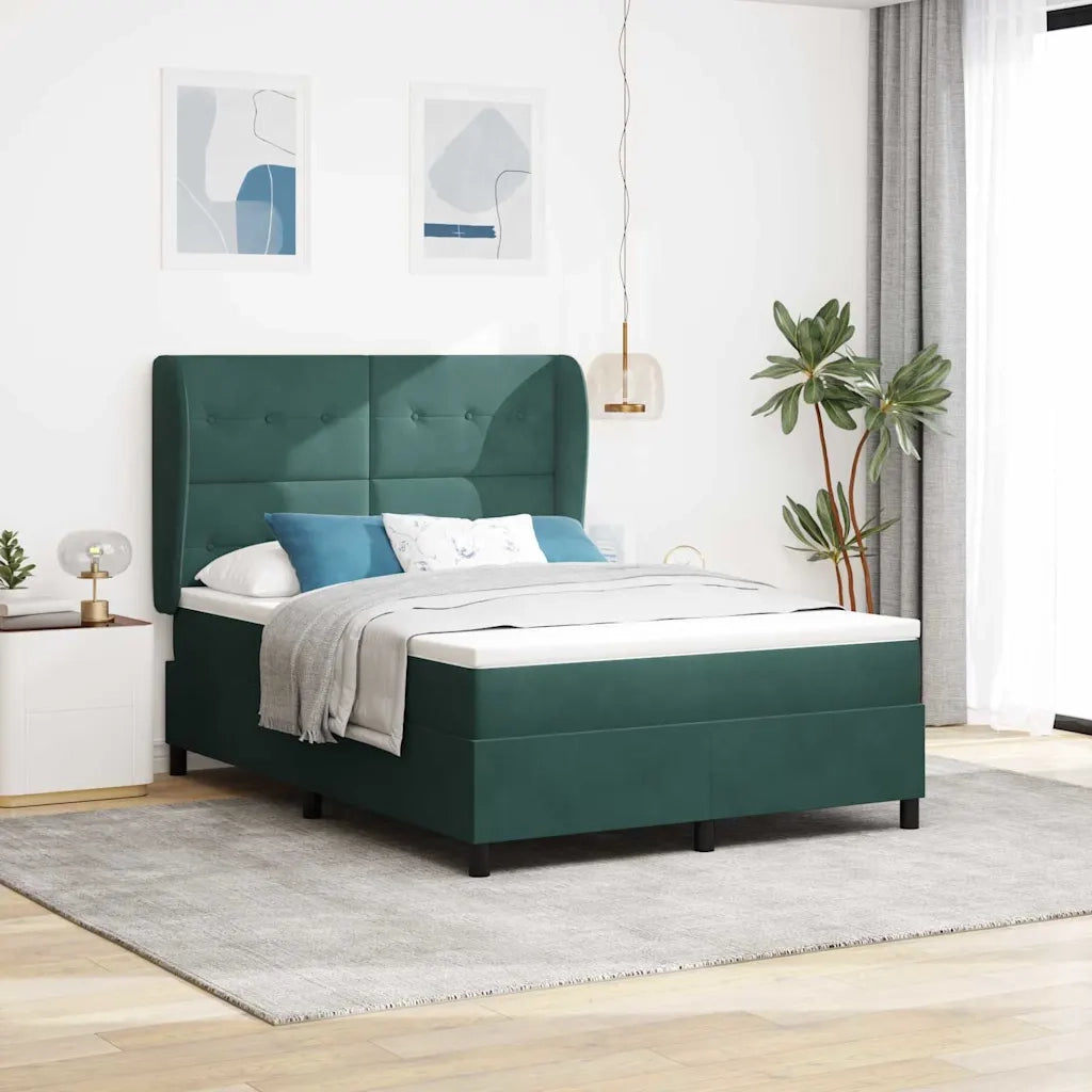 Letto a molle con materasso Verde Scuro 200 x 160 cm Velluto 3340937