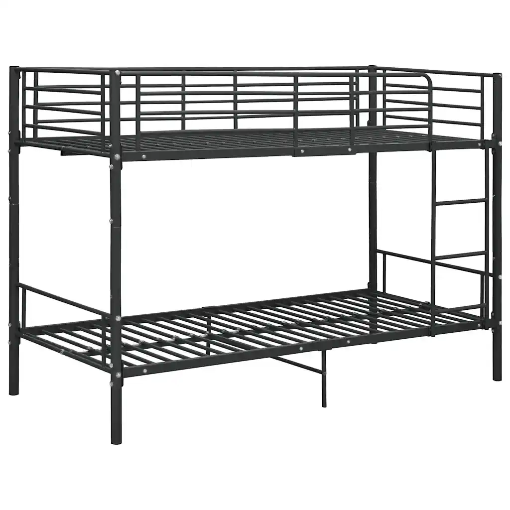 Letto singolo | Letto per adulti | Letto a Castello Nero in Metallo 90x200 cm