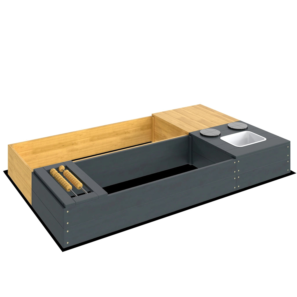 Sandbox 2 Pezzi con Siedibanca e Lavabo Rimovibile ¨C Zephmum ¨C Legno 150x90cm Giallo