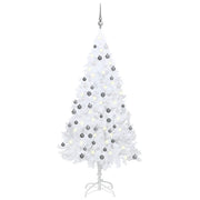 Albero di Natale Preilluminato con Palline Bianco 150 cm PVC 3077712