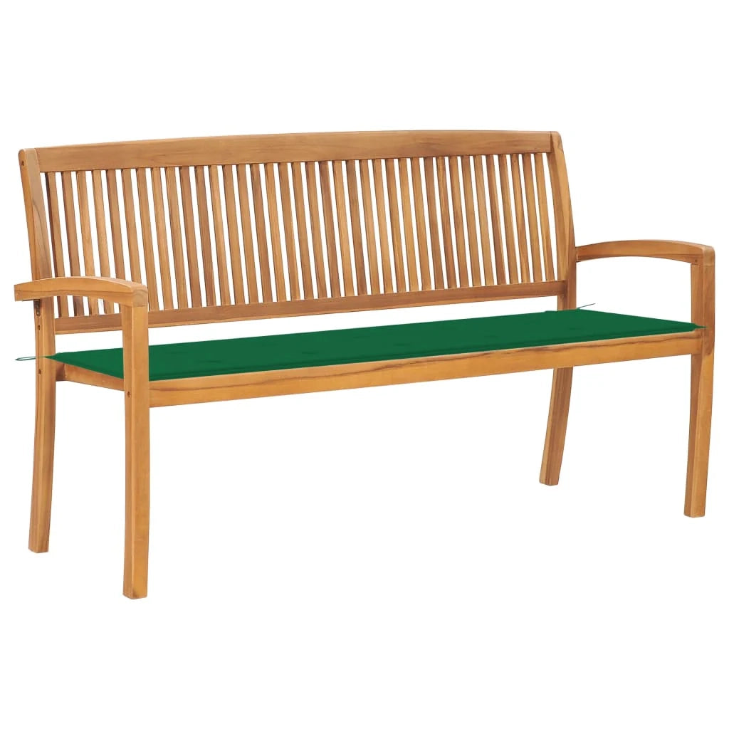 Panca da giardino mobili da esterno per patio panca da terrazza impilabile con cuscino 159 cm legno massello di teak 02_0011684