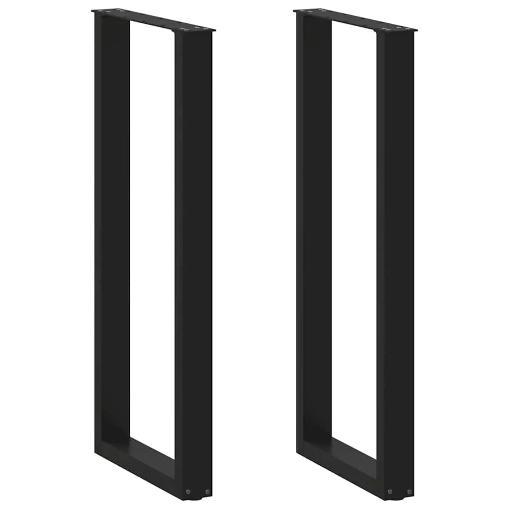 Set di 2 gambe regolabili per tavolo da bar a forma di U 40 x 110-111 cm in acciaio verniciato a polvere nero 02_0057480