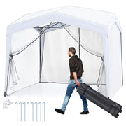 Gazebo pieghevole per eventi commerciali in spiaggia facile da montare, Gazebo pop-up 302 x 302 cm con 4 pareti laterali Bianco-Gazebo