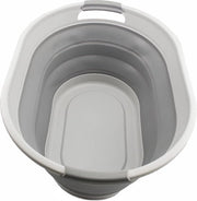 Ovale asciugamano pieghevole in plastica, contenitore pieghevole pop-up per asciugamani/organizzatore, asciugamano portatile, asciugamano spazievitore (1, bianco/grigio)