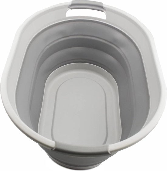 Ovale asciugamano pieghevole in plastica, contenitore pieghevole pop-up per asciugamani/organizzatore, asciugamano portatile, asciugamano spazievitore (1, bianco/grigio)