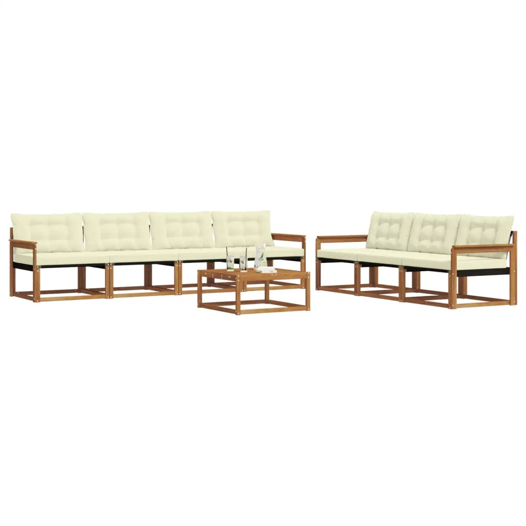 Set di divani da esterno con cuscino 8 pcs Naturale e Crema 3369257