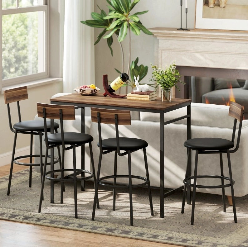 Set da bar 5 pezzi 110x55x90 cm salvaspazio in legno marrone