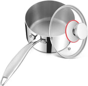 Pentola in acciaio inossidabile RVS 14 cm con coperchio in vetro - 1,4 l - Induzione
