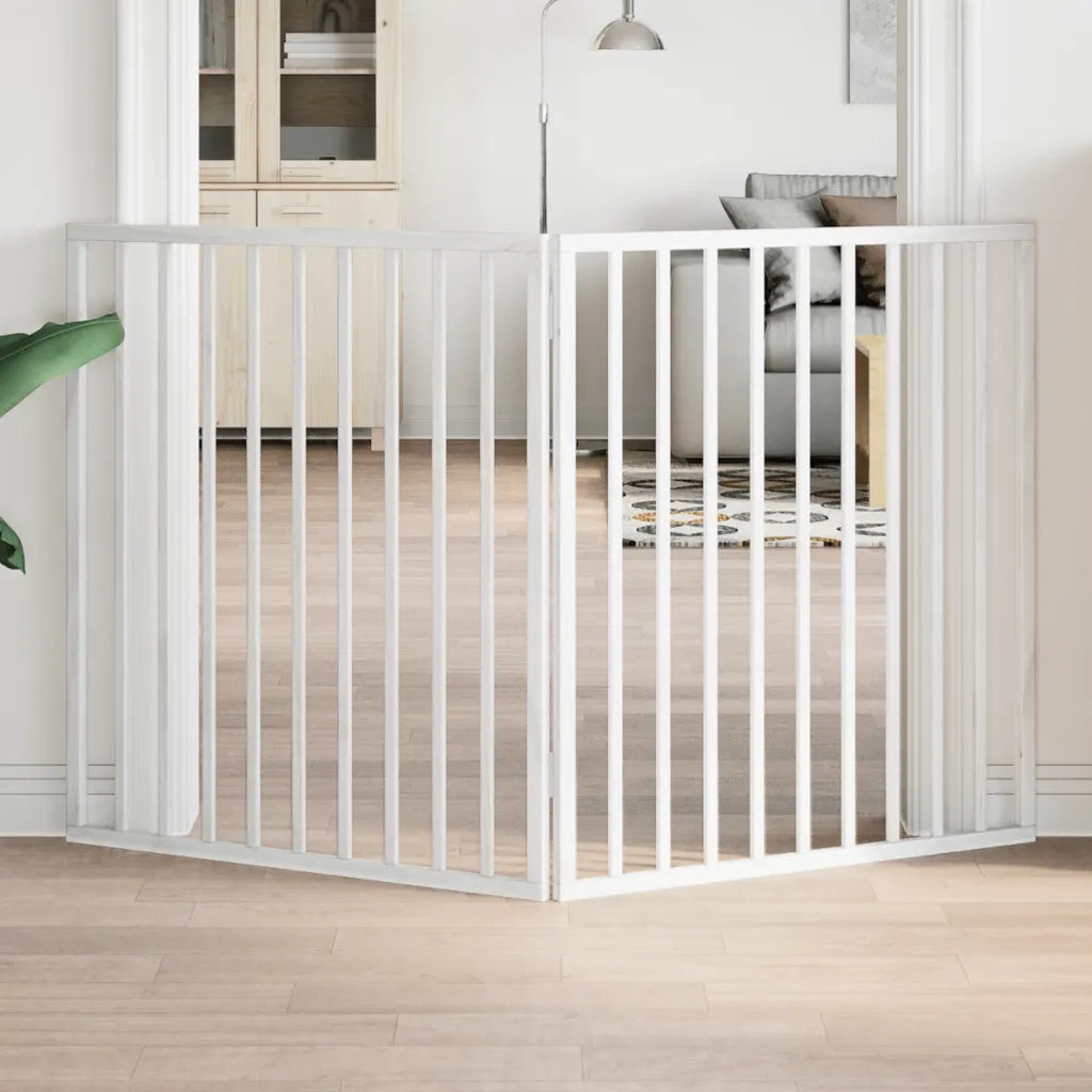 Cancelletto per cani pieghevole 2 pannelli bianco 160 cm in legno di pioppo 352186