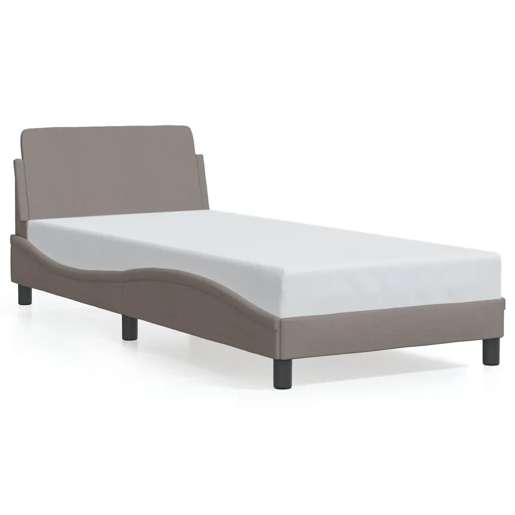 Giroletto con Testiera-Struttura Letto con testiera Dover Tortora 80x200cm Tessuto 275823