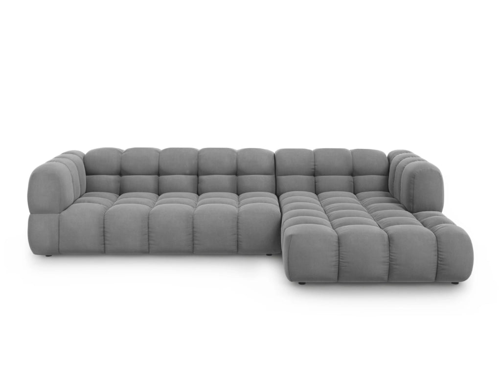 Cosmopolitan Design - Divano angolare modulare destro "Sky" 4 posti in velluto grigio chiaro 
