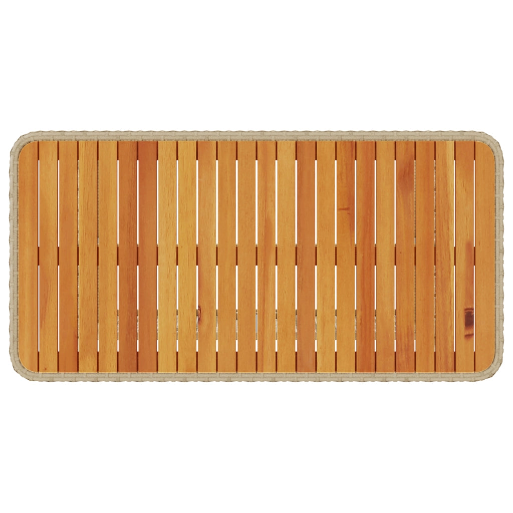 Set da Pranzo da Giardino in 4 Pezzi con Cuscini Beige Polyrattan Acacia