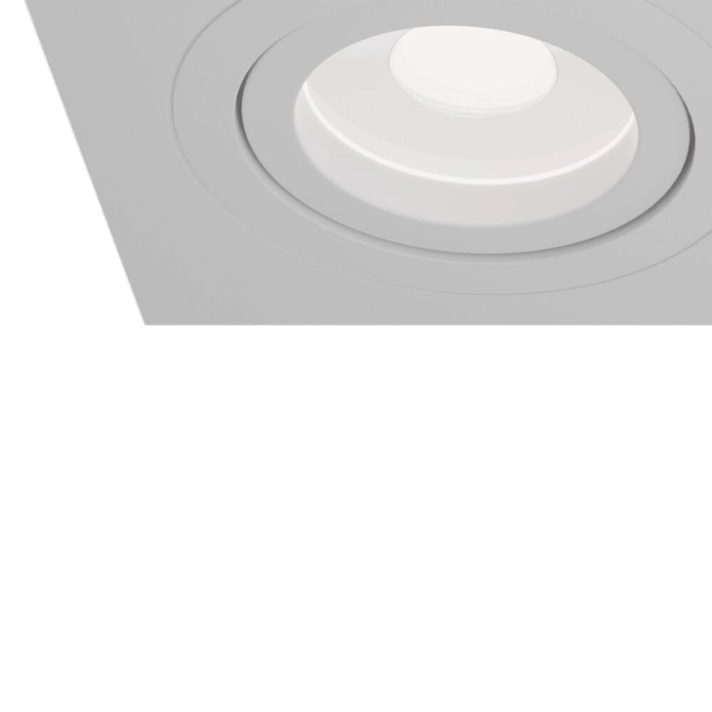 Doppio Faretto Da Incasso Moderno Atom Alluminio Bianco 2 Luci Diffusore Tessile