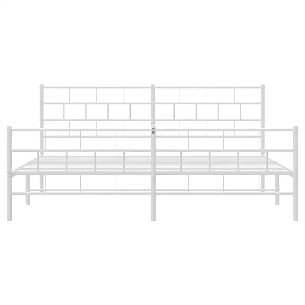 Giroletto con Testiera e Pediera-Struttura Letto Metallo Bianco 183x213 cm 299802