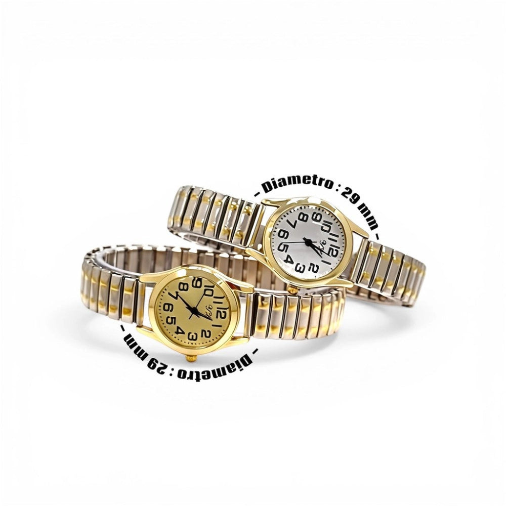 Trade Shop - Orologio Da Polso 29 Mm Acciaio Elegante Quadrante Bianco Cinturino Elasticizzato -