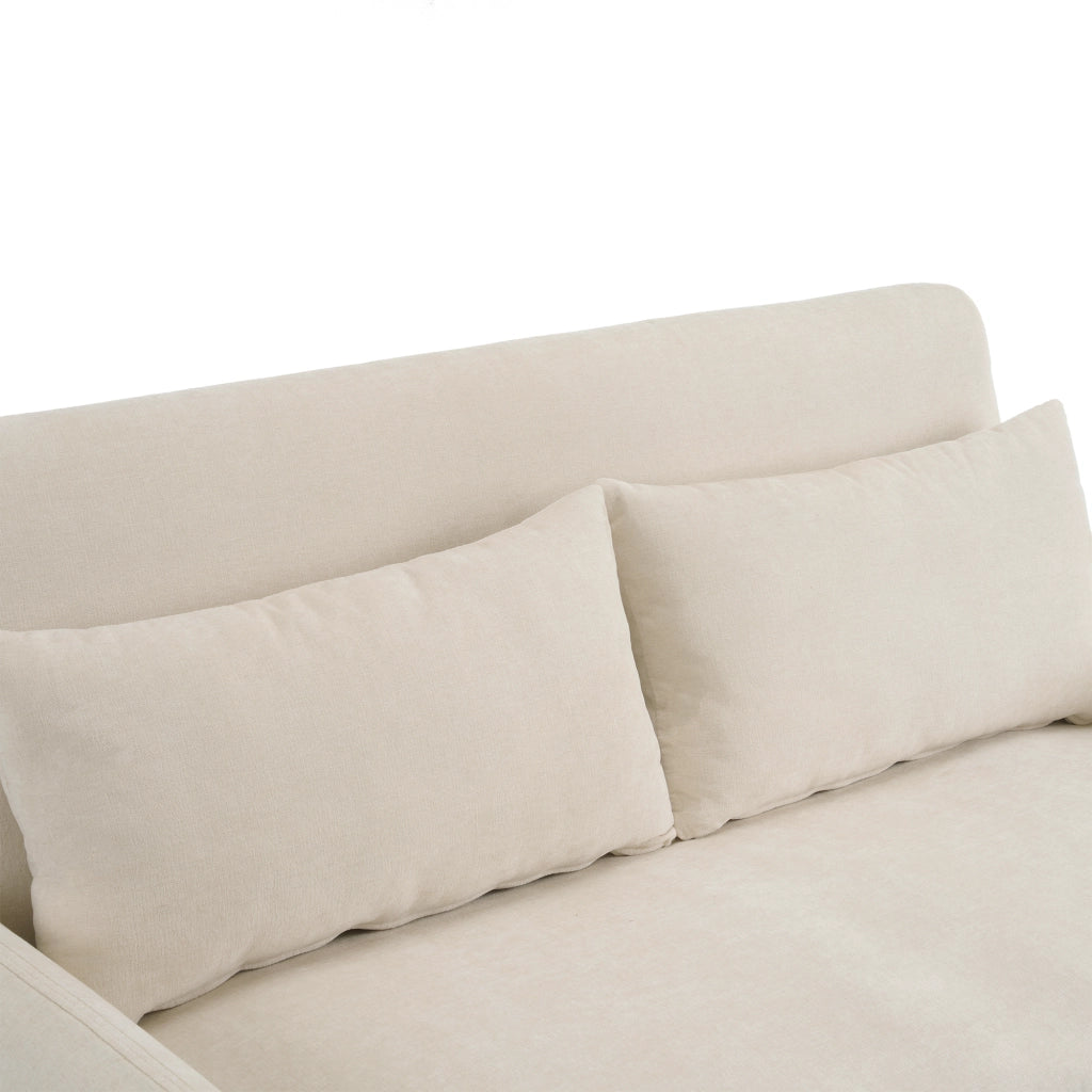 Divano letto 2 Posti con Schienale Regolabile, Porte USB, Supporto per Telefono e Tasche, Ciniglia Beige