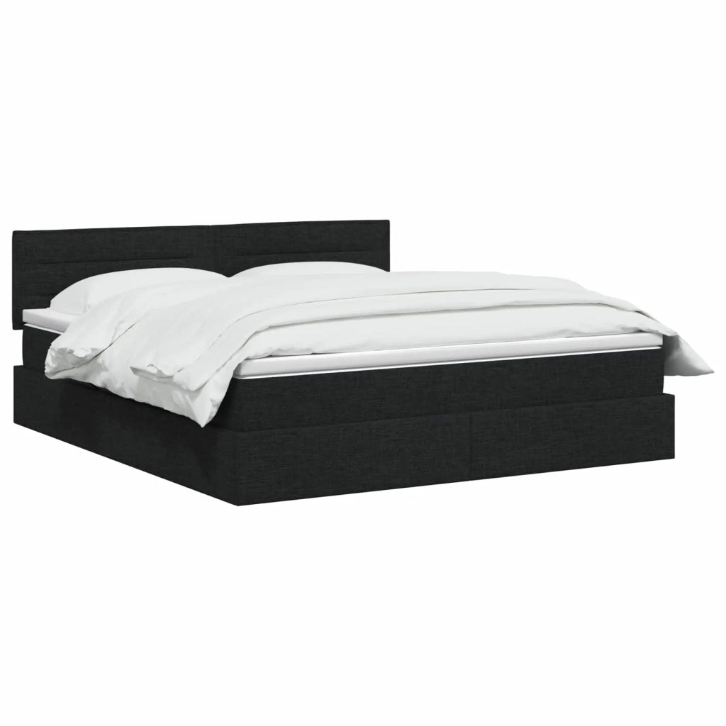 Letto con contenitore LED e materasso Nero 180 x 200 cm Tessuto 3459017