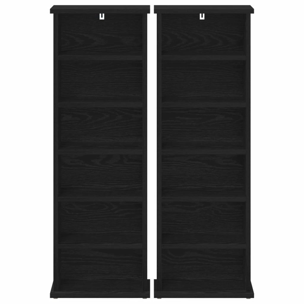 Mobile per CD 2 pz Rovere Nero 60 x 17 x 92 cm 8012749
