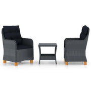 Set Divani da Giardino 3 pz con Cuscini Polyrattan Grigio Scuro cod mxl 42222