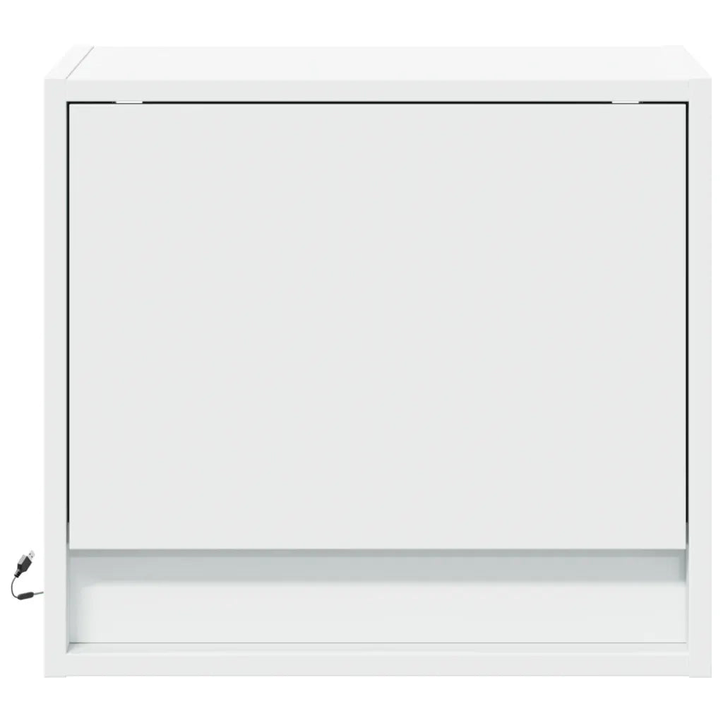 Comodini a Parete con Luci LED 2 pz Bianchi