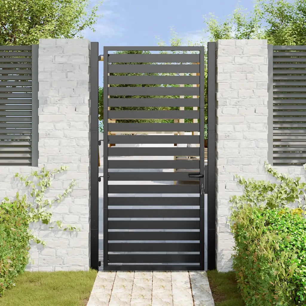 Cancello da Giardino con Serratura Nero 100x180 cm in Alluminio 42004149