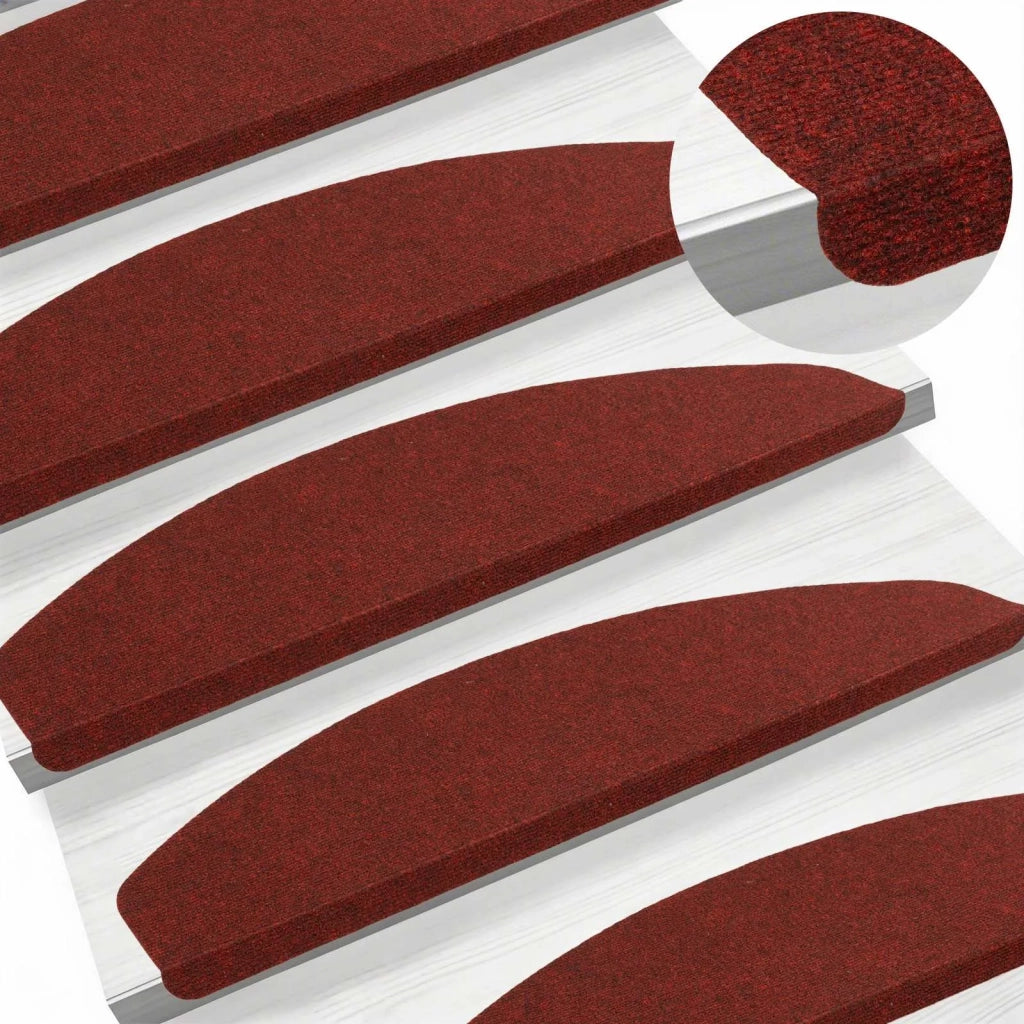Tappetini per scale autoadesivi 15 pcs Rosso 80 x 28 x 3,5 cm