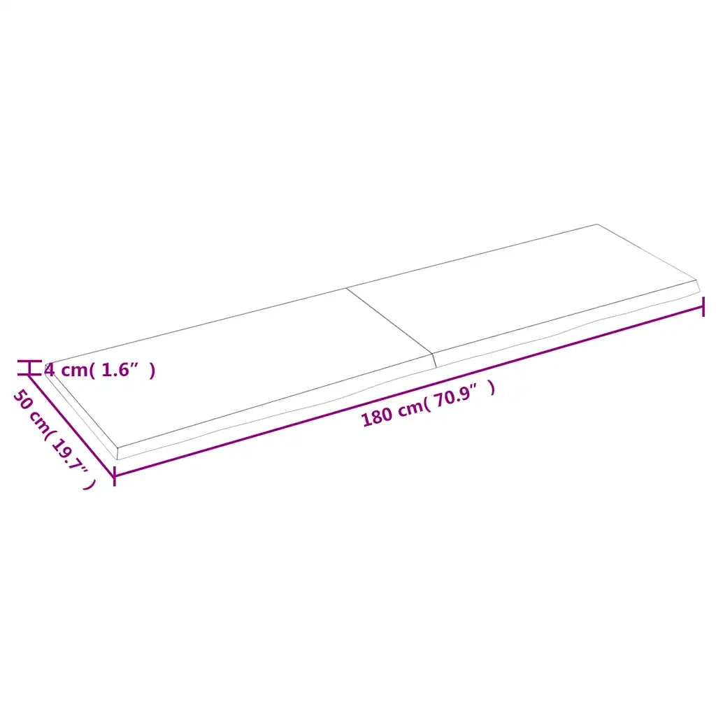 Piano Tavolo Marrone 180x50x(2-4) cm Massello Rovere Trattato
