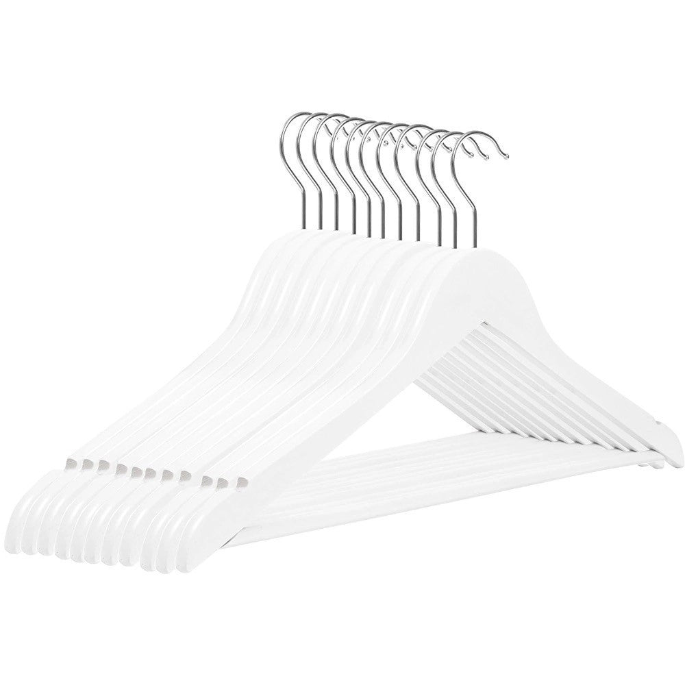 Trade Shop - Set 3 Grucce Stampelle Appendiabito Legno Bianca Vestiti Pantaloni Giacche 59620 -