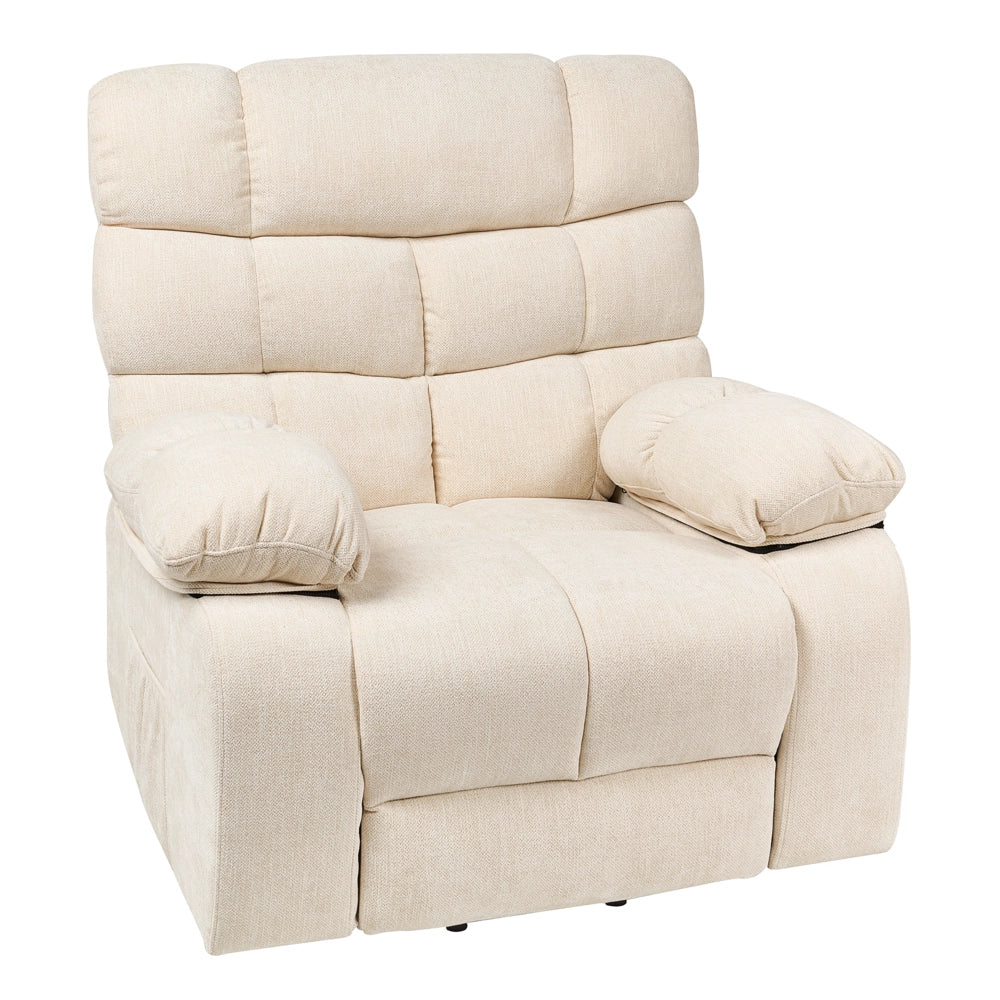 Poltrona reclinabile elettrica Poliestere beige chiaro Seduta singola imbottita con poggiapiedi Funzione di sollevamento Design moderno Relax