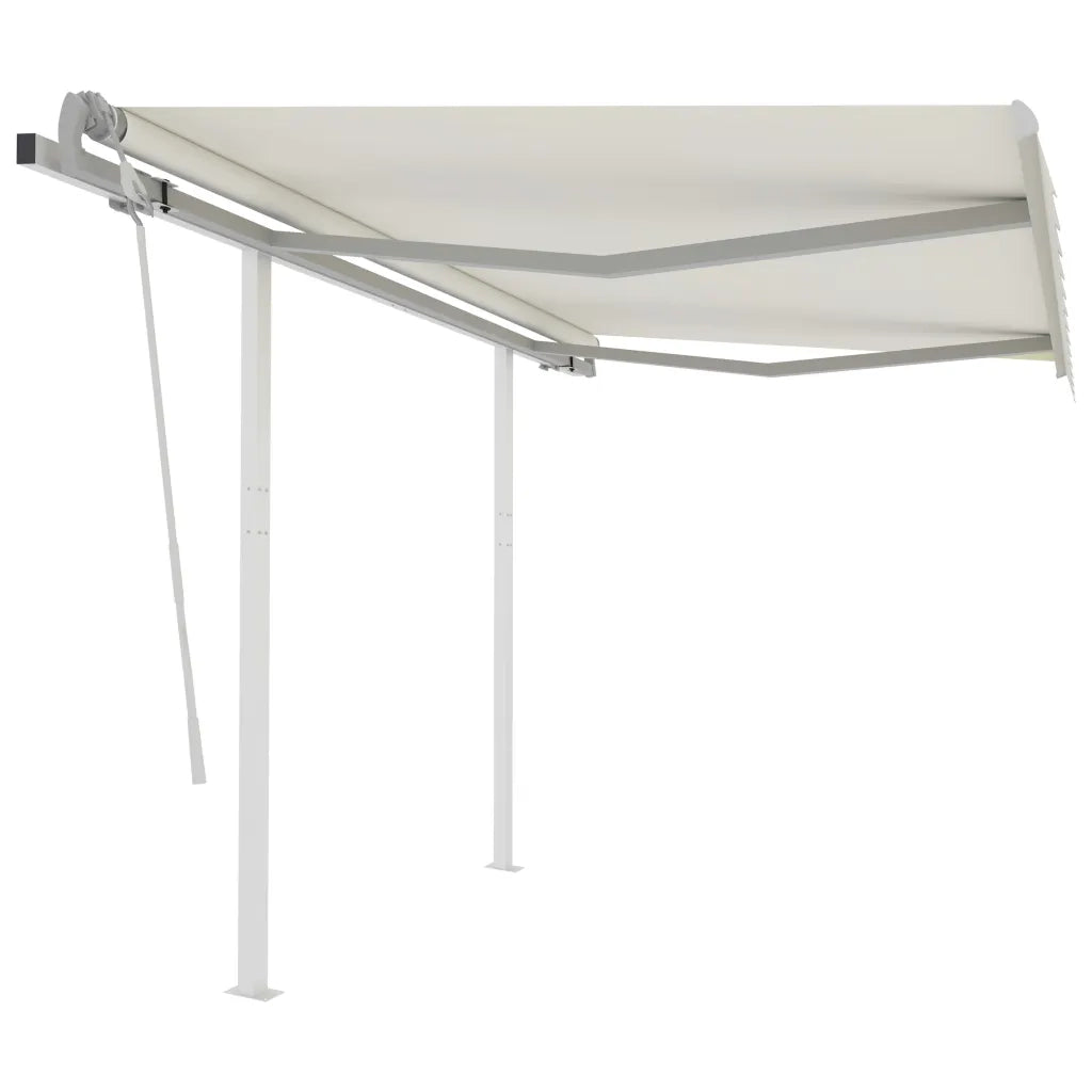 Tenda da Sole Retrattile Manuale con Pali 3,5x2,5 m Crema 3069917