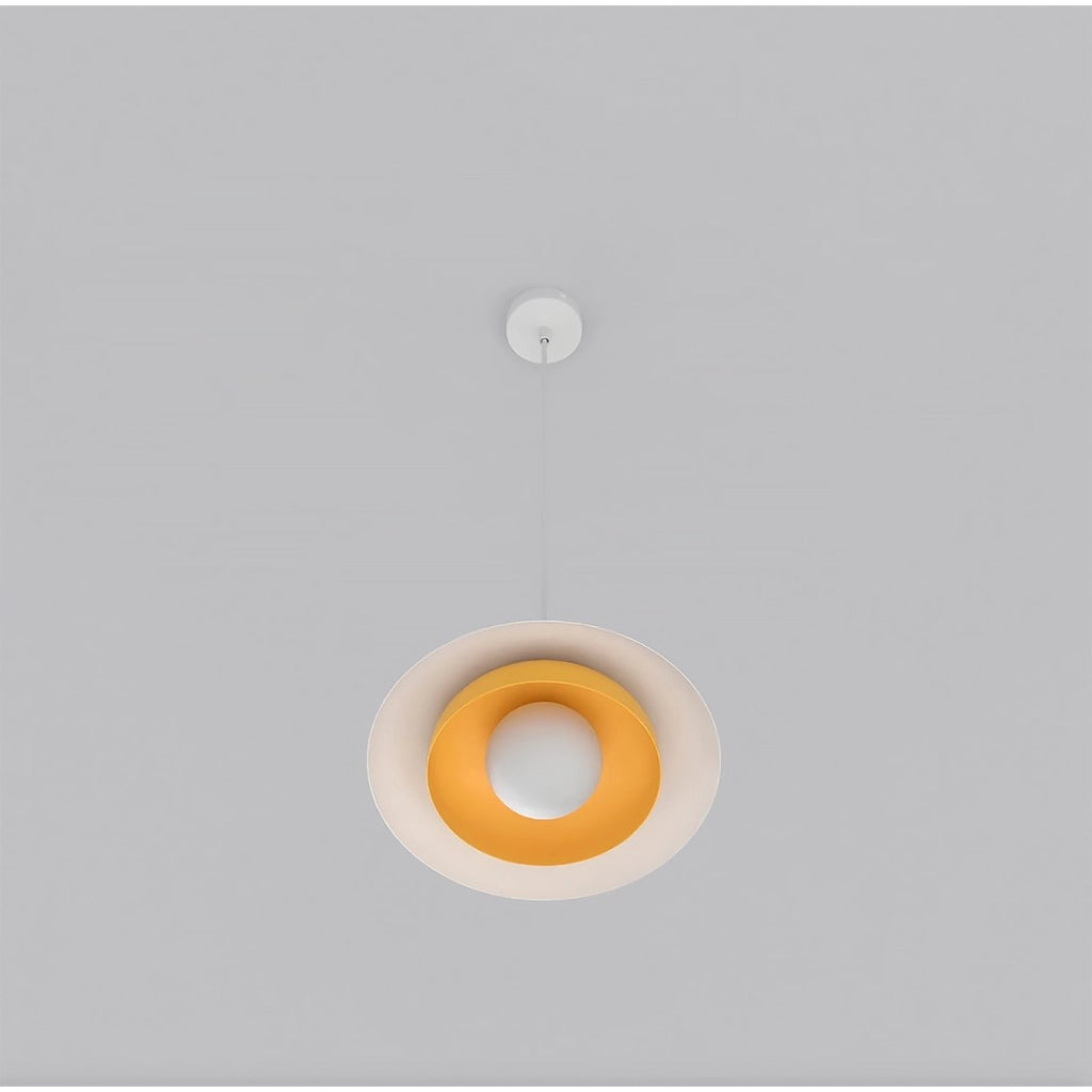 Lampada a sospensione SKIN con paralume bianco e interno arancione