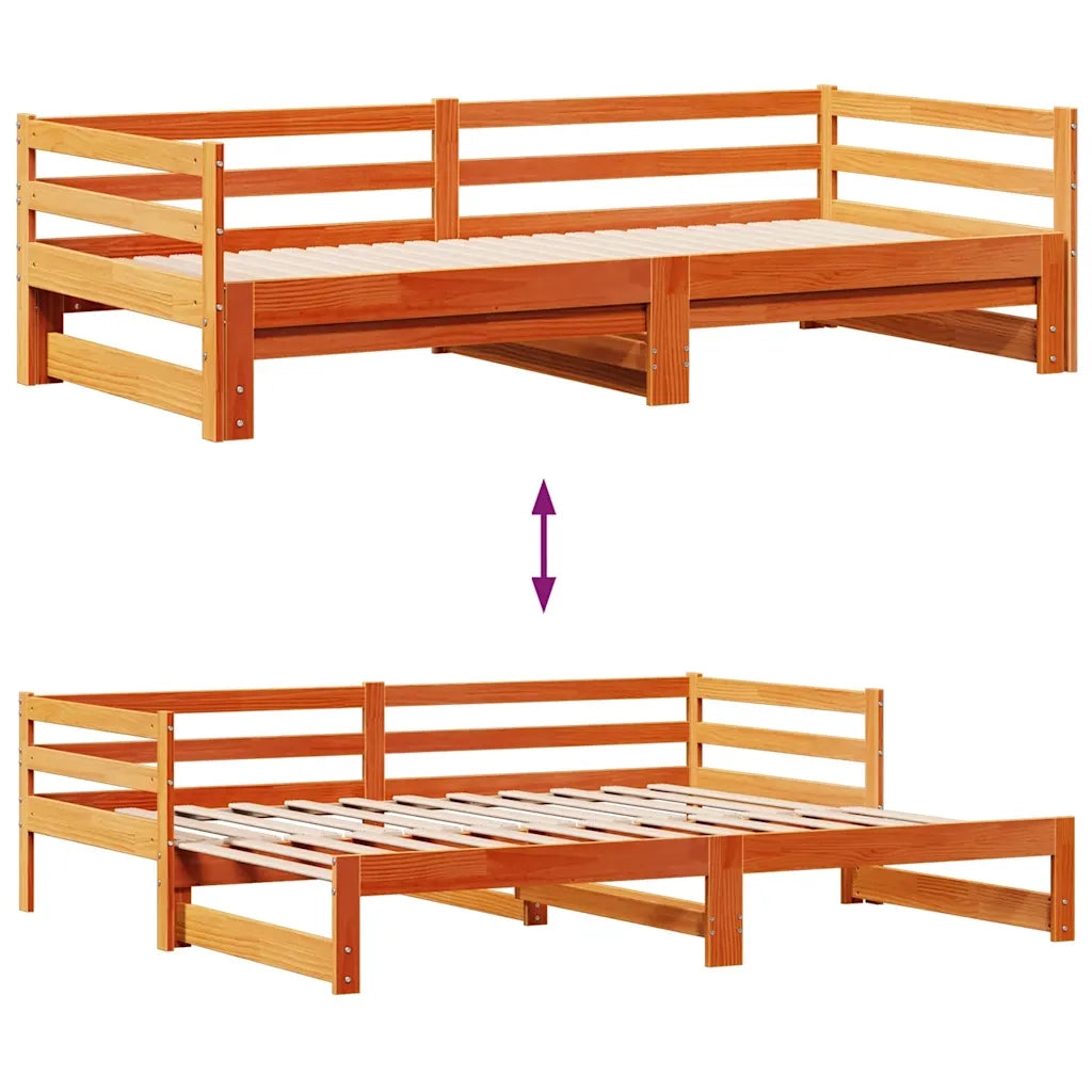 vidaXL Dormeuse Letto Estraibile e Cassetti Marrone Cera 80x200cm Pino