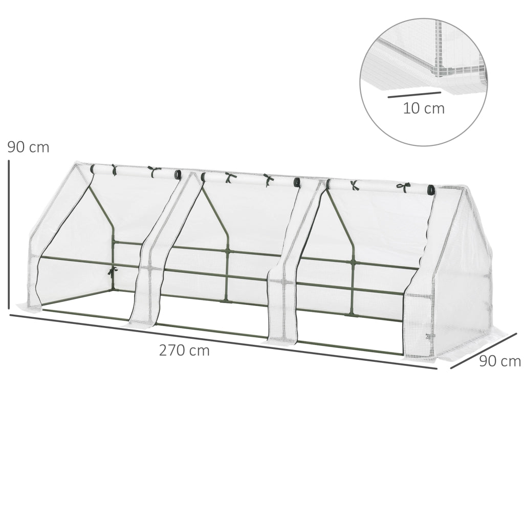 Mini Serra da Giardino ¨C zephmum ¨C 270x90x90 cm Bianco Acero PE