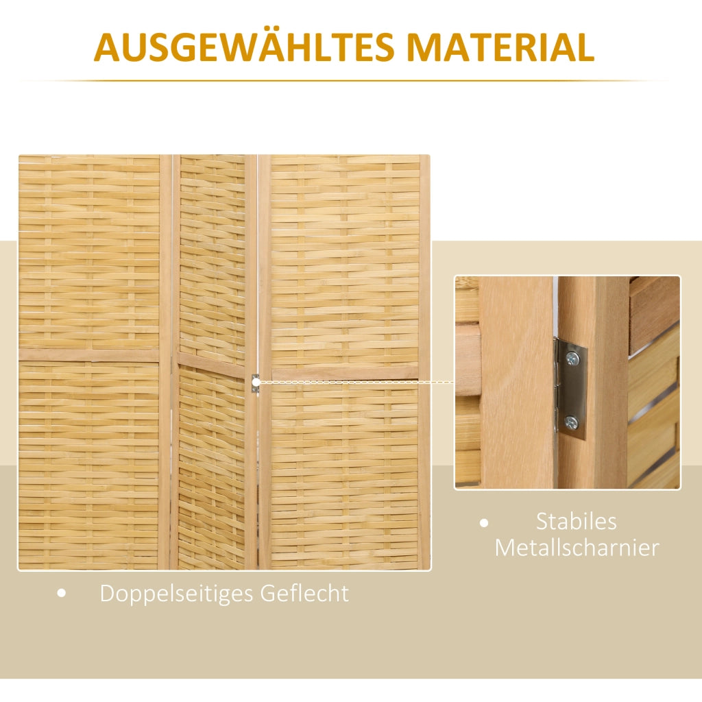Paravento pieghevole a 4 pannelli, divisorio per ambienti, divisorio 160 x 170 cm, schermo per la privacy pieghevole, divisorio in bamb¨´, parete