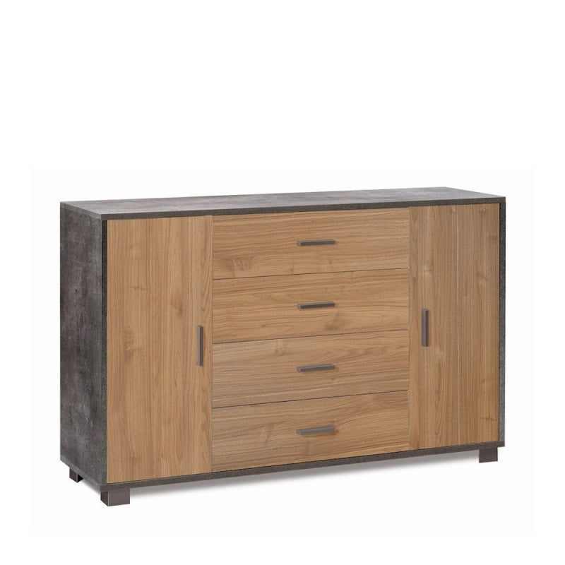 Mobile 2 Ante 4 Cassetti Kit Ossido Nero cm 136x41x86h - Sarmog