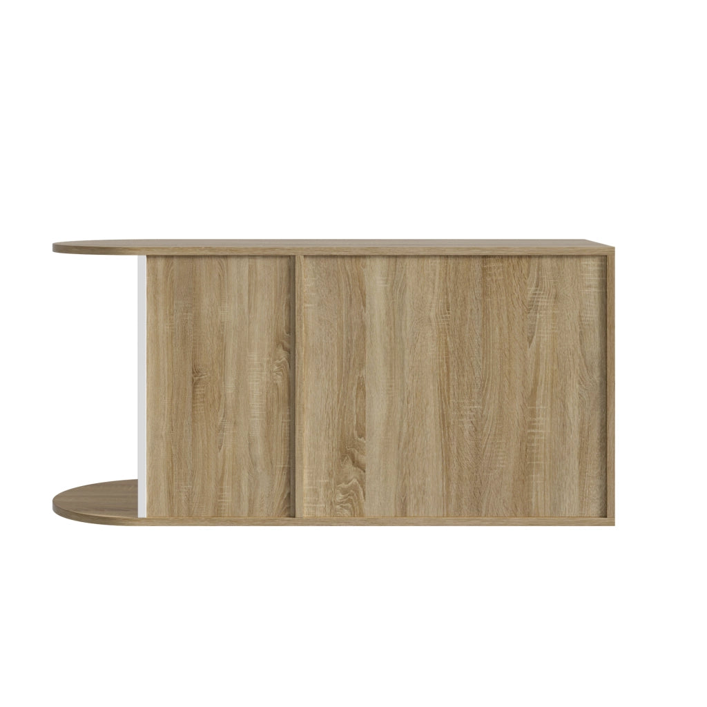 Scarpiera moderna in stile francese, bianco lucido e effetto legno naturale, con 1 gancio laterale, 104 ¡Á 37 ¡Á 50 cm