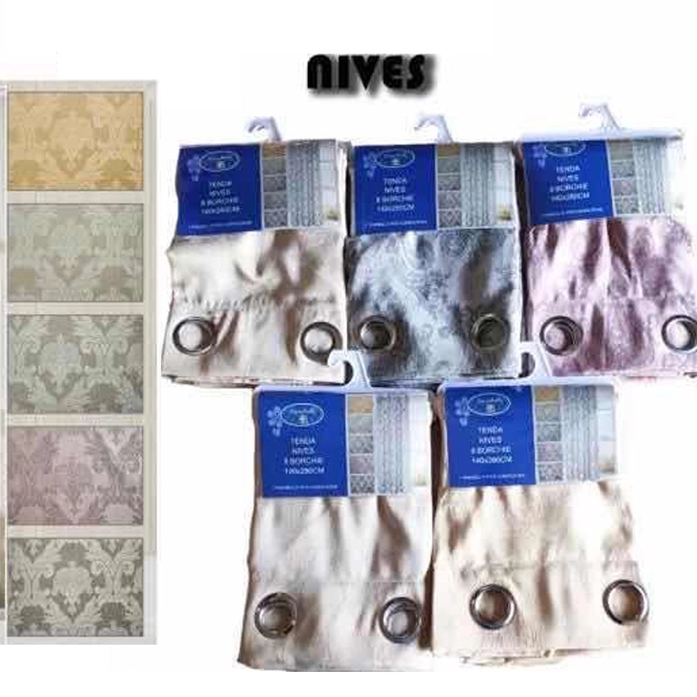 Trade Shop - Tenda Nives Pannello Singolo 8 Borchie Porta Finestra Cucina Bastone 140x280 Cm -