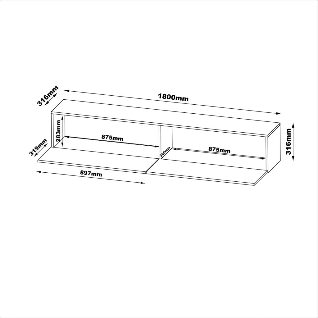 Mocogno, Mobile Porta tv un Ripiano, 180x32x32h cm Beige
