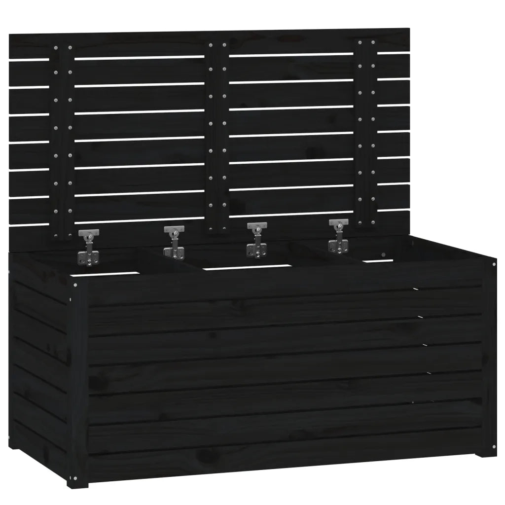 Contenitore Giardino Nero 101x50,5x46,5 cm Legno Massello Pino 823952