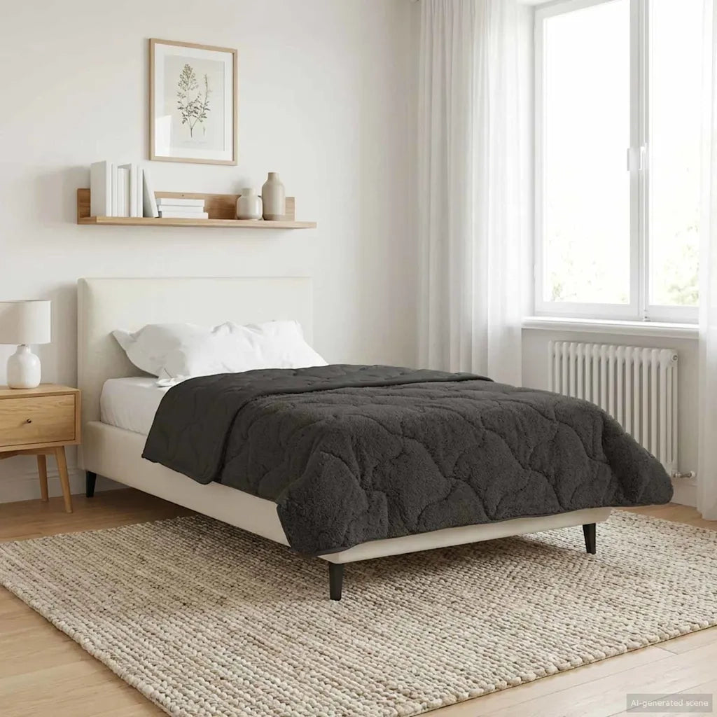 Duvet Estivo Antracite 155 x 220 cm Microfibra e Fleece Teddy 42026164